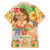 Kawaii Hula Girls Family Matching Short Sleeve Bodycon Dress and Hawaiian Shirt Aloha Hibiscus Flowers