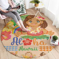 Kawaii Hula Girls Round Carpet Aloha Hibiscus Flowers LT9 - Polynesian Pride