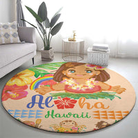 Kawaii Hula Girls Round Carpet Aloha Hibiscus Flowers LT9 - Polynesian Pride