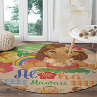 Kawaii Hula Girls Round Carpet Aloha Hibiscus Flowers LT9 - Polynesian Pride