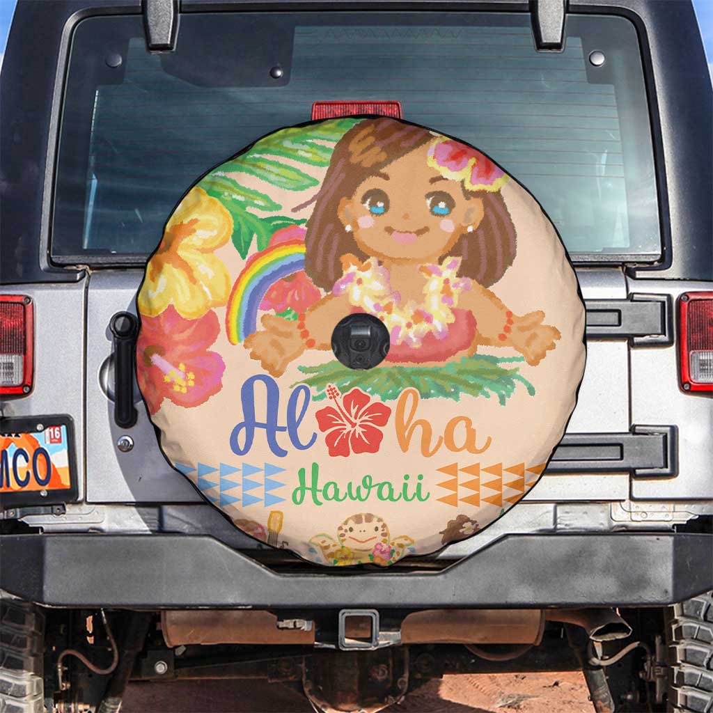 Kawaii Hula Girls Spare Tire Cover Aloha Hibiscus Flowers