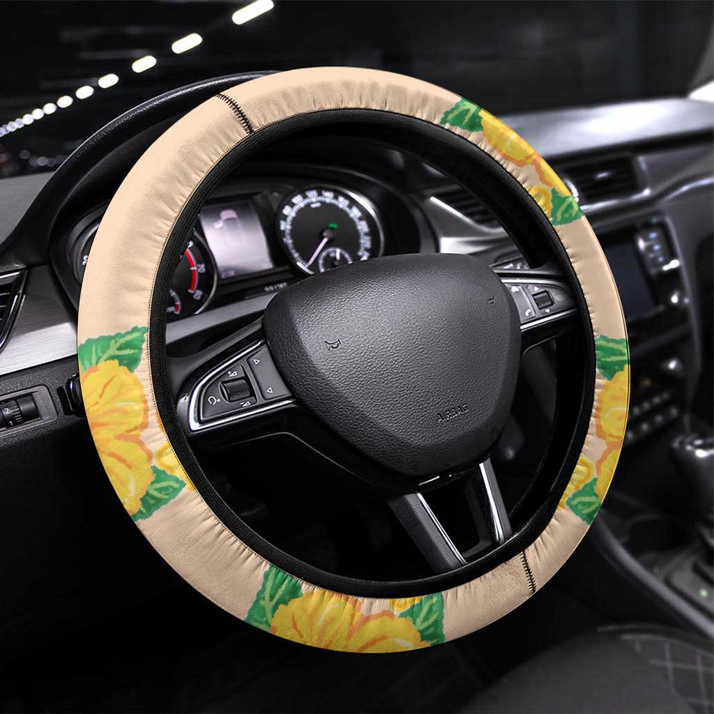 Kawaii Hula Girls Steering Wheel Cover Aloha Hibiscus Flowers