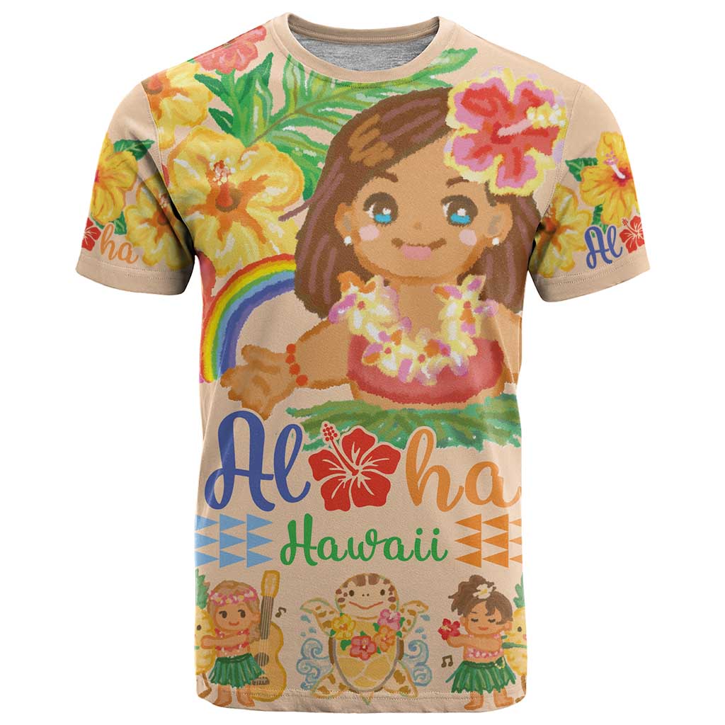Kawaii Hula Girls T Shirt Aloha Hibiscus Flowers LT9 Nude - Polynesian Pride