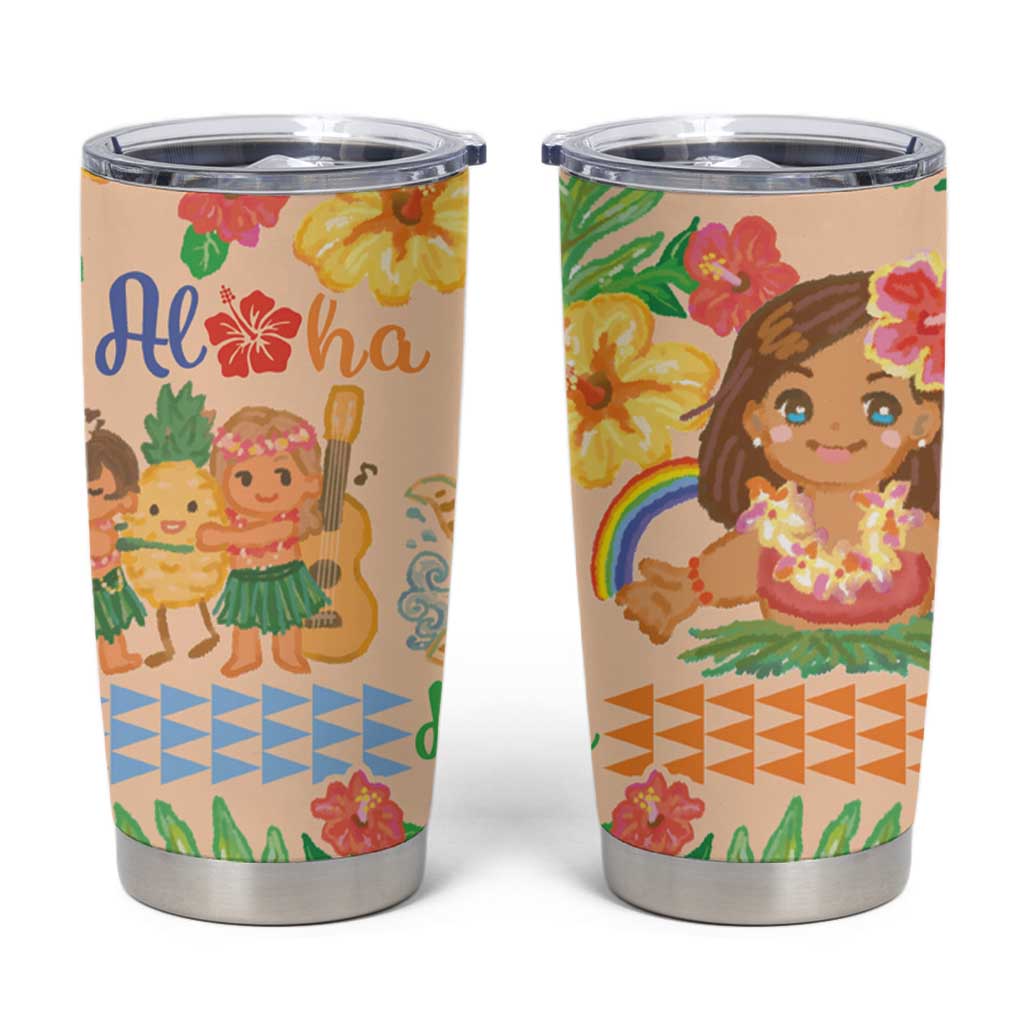 Kawaii Hula Girls Tumbler Cup Aloha Hibiscus Flowers LT9 Nude - Polynesian Pride