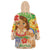 Kawaii Hula Girls Wearable Blanket Hoodie Aloha Hibiscus Flowers