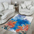 Hibiscus Turtle Tattoo Coral Reef Area Rug with Polynesian Tribal