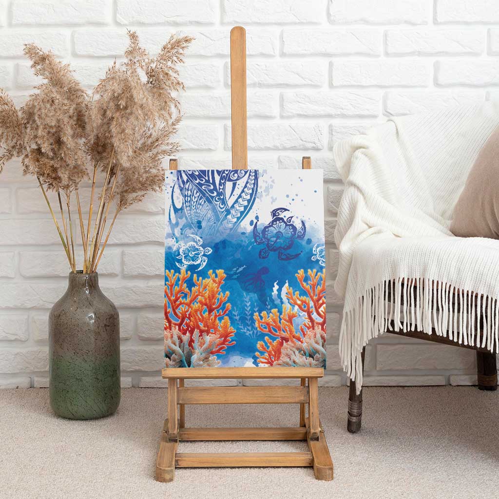 Hibiscus Turtle Tattoo Coral Reef Canvas Wall Art with Polynesian Tribal LT9 - Polynesian Pride