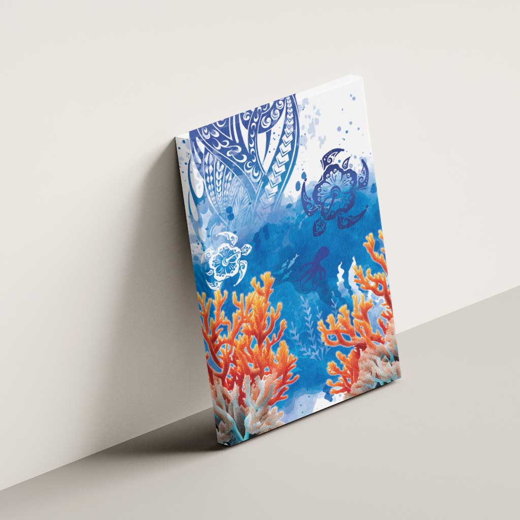 Hibiscus Turtle Tattoo Coral Reef Canvas Wall Art with Polynesian Tribal LT9 - Polynesian Pride