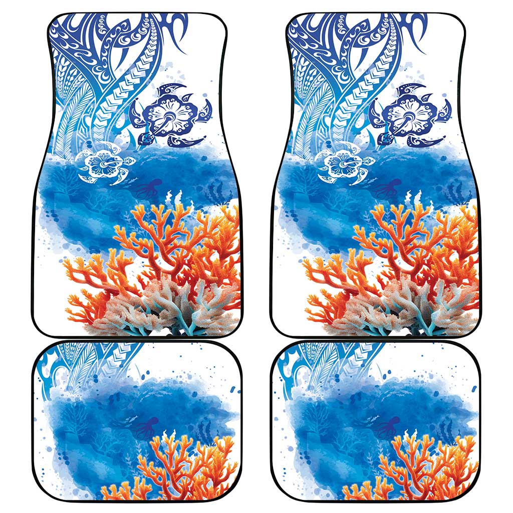 Hibiscus Turtle Tattoo Coral Reef Car Mats with Polynesian Tribal LT9 - Polynesian Pride