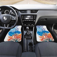 Hibiscus Turtle Tattoo Coral Reef Car Mats with Polynesian Tribal LT9 Set 2pcs - Front White - Polynesian Pride