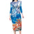 Hibiscus Turtle Tattoo Coral Reef Family Matching Long Sleeve Bodycon Dress and Hawaiian Shirt with Polynesian Tribal