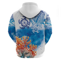 Hibiscus Turtle Tattoo Coral Reef Hoodie with Polynesian Tribal LT9 - Polynesian Pride