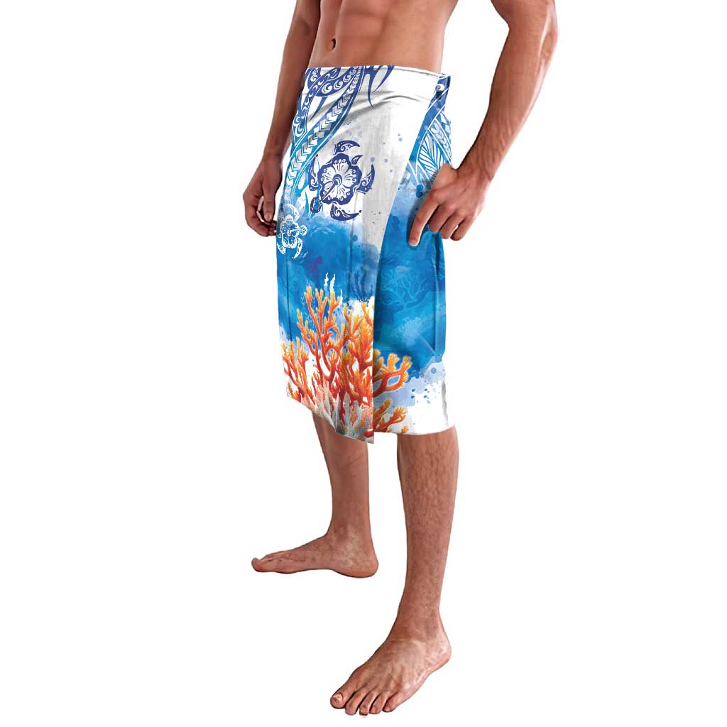 Hibiscus Turtle Tattoo Coral Reef Lavalava with Polynesian Tribal LT9 - Polynesian Pride