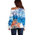 Hibiscus Turtle Tattoo Coral Reef Off Shoulder Sweater with Polynesian Tribal