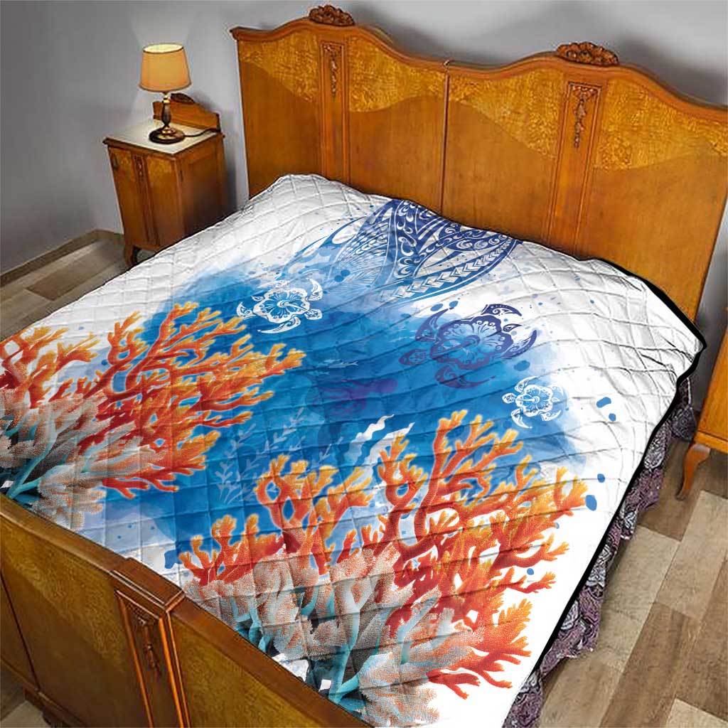 Hibiscus Turtle Tattoo Coral Reef Quilt with Polynesian Tribal LT9 - Polynesian Pride