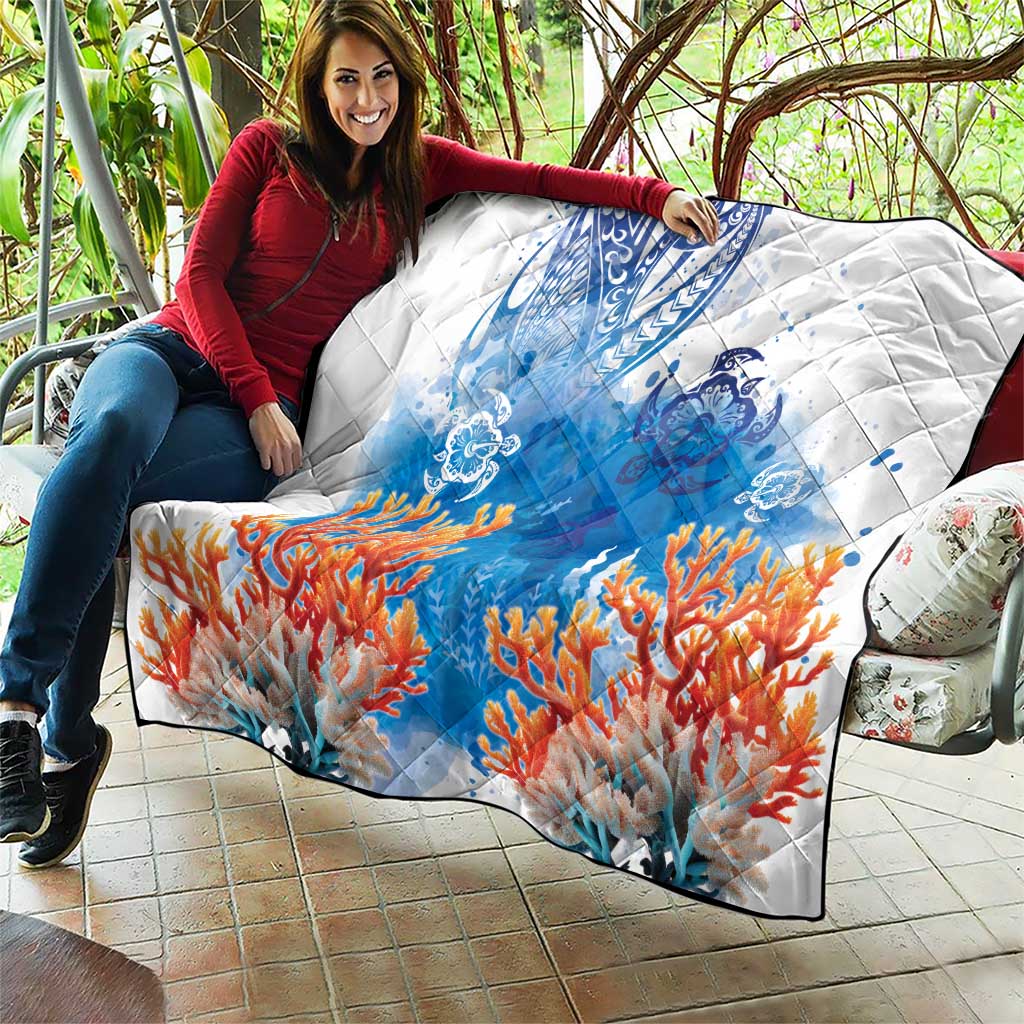 Hibiscus Turtle Tattoo Coral Reef Quilt with Polynesian Tribal LT9 - Polynesian Pride