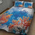 Hibiscus Turtle Tattoo Coral Reef Quilt Bed Set with Polynesian Tribal