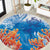 Hibiscus Turtle Tattoo Coral Reef Round Carpet with Polynesian Tribal