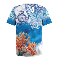 Hibiscus Turtle Tattoo Coral Reef Rugby Jersey with Polynesian Tribal LT9 - Polynesian Pride