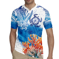 Hibiscus Turtle Tattoo Coral Reef Rugby Jersey with Polynesian Tribal LT9 - Polynesian Pride