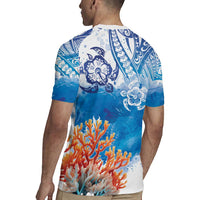 Hibiscus Turtle Tattoo Coral Reef Rugby Jersey with Polynesian Tribal LT9 - Polynesian Pride