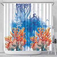 Hibiscus Turtle Tattoo Coral Reef Shower Curtain with Polynesian Tribal LT9 - Polynesian Pride