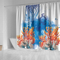 Hibiscus Turtle Tattoo Coral Reef Shower Curtain with Polynesian Tribal LT9 - Polynesian Pride