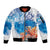 Hibiscus Turtle Tattoo Coral Reef Sleeve Zip Bomber Jacket with Polynesian Tribal