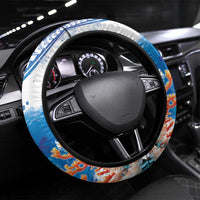 Hibiscus Turtle Tattoo Coral Reef Steering Wheel Cover with Polynesian Tribal LT9 Universal Fit White - Polynesian Pride
