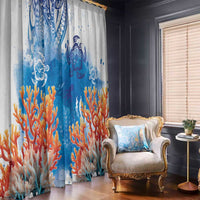 Hibiscus Turtle Tattoo Coral Reef Window Curtain with Polynesian Tribal LT9 - Polynesian Pride