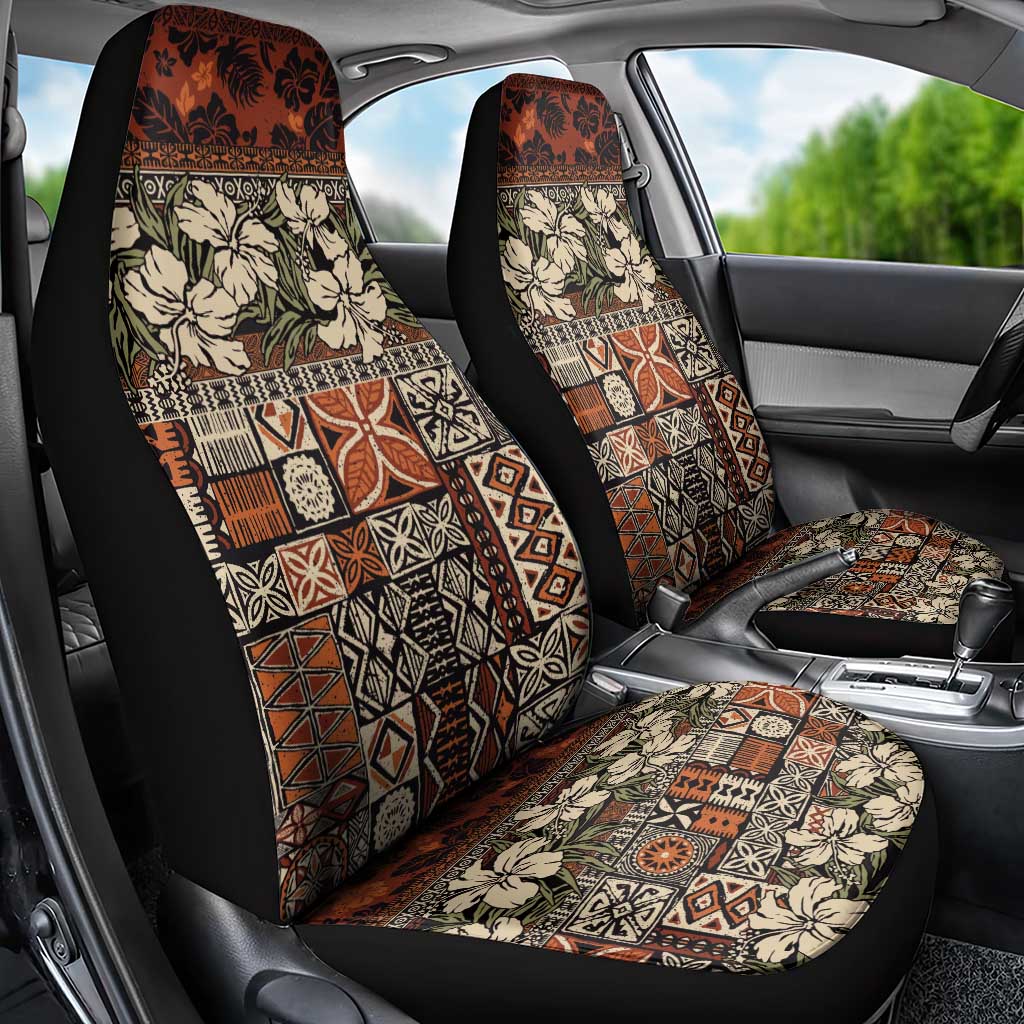 Pacific Hibiscus Tapa Tribal Vintage Car Seat Cover Brown Motif LT9 - Polynesian Pride