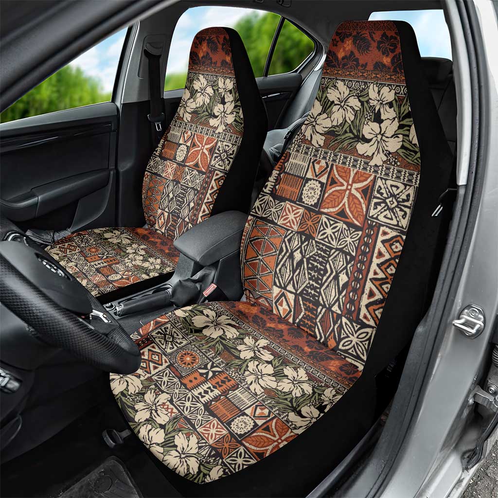 Pacific Hibiscus Tapa Tribal Vintage Car Seat Cover Brown Motif LT9 - Polynesian Pride