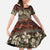 Pacific Hibiscus Tapa Tribal Vintage Family Matching Long Sleeve Bodycon Dress and Hawaiian Shirt Brown Motif