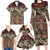 Pacific Hibiscus Tapa Tribal Vintage Family Matching Long Sleeve Bodycon Dress and Hawaiian Shirt Brown Motif