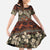 Pacific Hibiscus Tapa Tribal Vintage Family Matching Off The Shoulder Long Sleeve Dress and Hawaiian Shirt Brown Motif