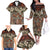 Pacific Hibiscus Tapa Tribal Vintage Family Matching Off The Shoulder Long Sleeve Dress and Hawaiian Shirt Brown Motif