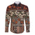 Pacific Hibiscus Tapa Tribal Vintage Family Matching Off The Shoulder Long Sleeve Dress and Hawaiian Shirt Brown Motif