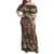 Pacific Hibiscus Tapa Tribal Vintage Family Matching Off Shoulder Maxi Dress and Hawaiian Shirt Brown Motif