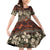 Pacific Hibiscus Tapa Tribal Vintage Family Matching Off Shoulder Short Dress and Hawaiian Shirt Brown Motif