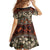 Pacific Hibiscus Tapa Tribal Vintage Family Matching Off Shoulder Short Dress and Hawaiian Shirt Brown Motif