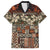 Pacific Hibiscus Tapa Tribal Vintage Family Matching Puletasi and Hawaiian Shirt Brown Motif