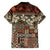 Pacific Hibiscus Tapa Tribal Vintage Family Matching Puletasi and Hawaiian Shirt Brown Motif