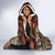 Pacific Hibiscus Tapa Tribal Vintage Hooded Blanket Brown Motif