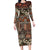 Pacific Hibiscus Tapa Tribal Vintage Long Sleeve Bodycon Dress Brown Motif