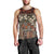 Pacific Hibiscus Tapa Tribal Vintage Men Tank Top Brown Motif