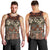 Pacific Hibiscus Tapa Tribal Vintage Men Tank Top Brown Motif