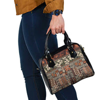 Pacific Hibiscus Tapa Tribal Vintage Shoulder Handbag Brown Motif LT9 - Polynesian Pride