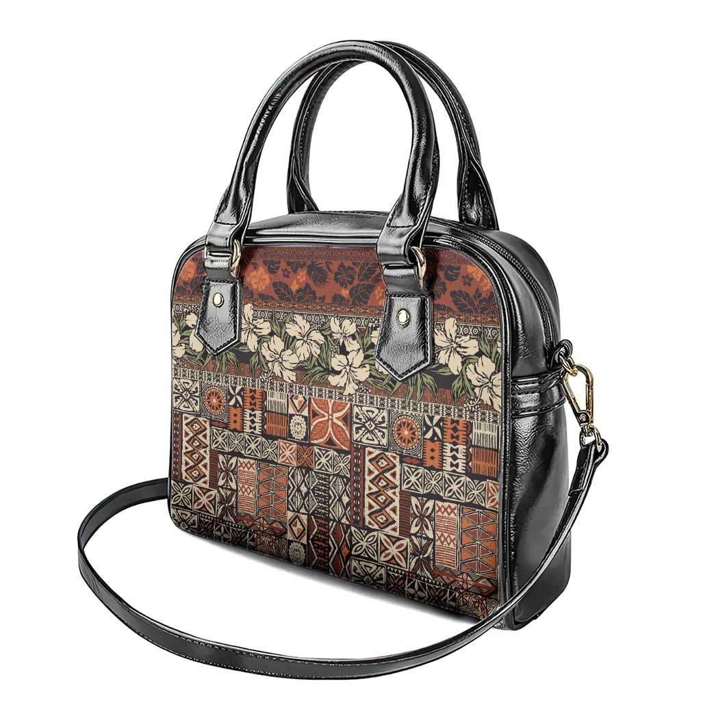 Pacific Hibiscus Tapa Tribal Vintage Shoulder Handbag Brown Motif LT9 - Polynesian Pride