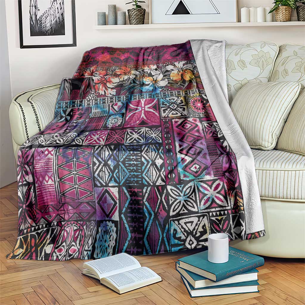 Pacific Hibiscus Tapa Tribal Vintage Blanket Pink Motif LT9 Pink - Polynesian Pride