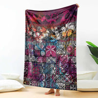 Pacific Hibiscus Tapa Tribal Vintage Blanket Pink Motif LT9 - Polynesian Pride